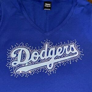 Hanes Royal Blue Dodgers V-Neck Tee